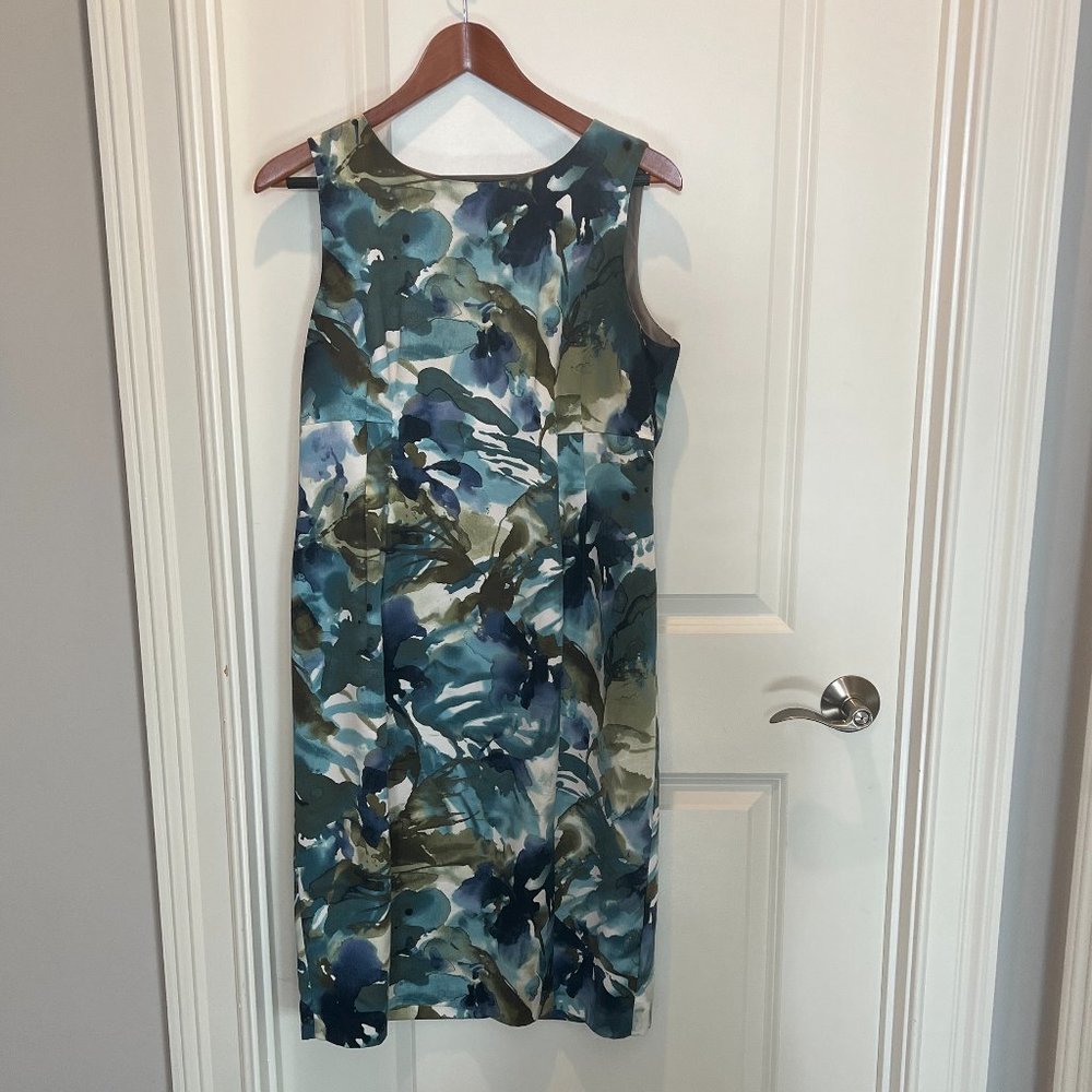 Jones New York Teal Floral Sheath Dress